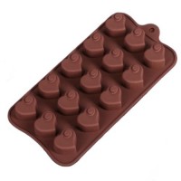 Форма для шоколада силикон "Сердечки с узором" 15 ячеек (3х2,5 см)