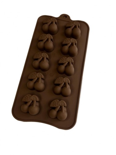 Форма для шоколада силикон "Вишня" 10 ячеек 3х3 см