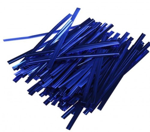 Твист-лента (завязки) для пакетиков синяя 8 см (100 шт)
