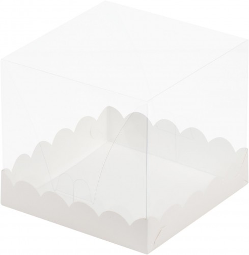 Коробка под торт с прозрачным куполом (белая) 160х160х200 мм