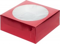 Коробка для капкейков на 9 шт с окном (cherry) 235х235х100 мм