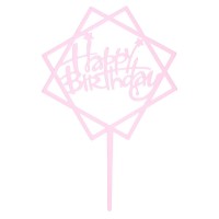 Топпер "С Днем рождения" розовый 16х10,5 см