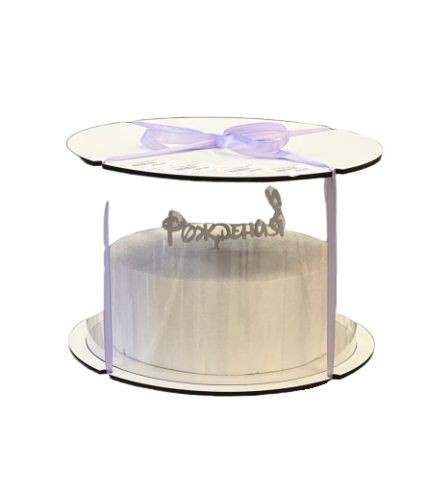 Коробка для торта Тубус с окном 240х220мм (дерево-ХДФ/белая)