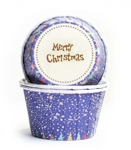 Капсула для маффинов "Merry Christmas" фиолетовая с ламинацией 50/40 мм (1 шт)