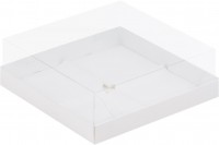 Коробка для пирожных с пластиковой крышкой (белая) 190х190х80 мм