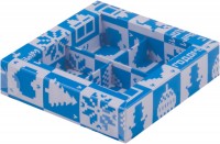 Коробка для конфет на 4 шт с пластиковой крышкой (Новогодний узор) 120х120х30 мм