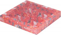 Коробка для конфет на 16 шт с пластиковой крышкой (Щелкунчик) 200х200х30 мм