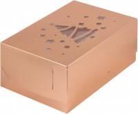 Коробка для капкейков на 6  шт с окном (Елка золото) 235х160х100 мм