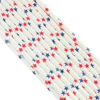 Коктейльные трубочки бумажные белые с синими/красными звездами 20 см (20 шт)