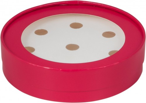 Коробка для конфет круглая на 8 шт с окном (красная матовая) 165х35 мм