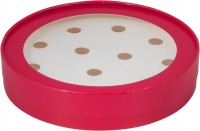 Коробка для конфет круглая на 12 шт с окном (красная матовая) 200х35 мм