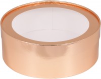 Коробка для зефира, печенья и макарон круглая с окном (золото) 200х70 мм