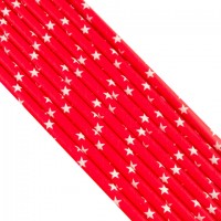 Коктейльные трубочки бумажные красные с белыми звездами 20 см (20 шт)