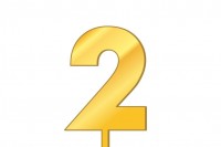 Топпер акриловый "Цифра 2" (золотой) 6,5х5 см