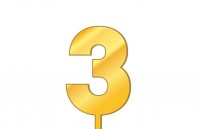 Топпер акриловый "Цифра 3" (золотой) 6,5х4,6 см