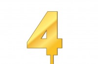Топпер акриловый "Цифра 4" (золотой) 6,5х5,1 см