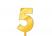 Топпер акриловый "Цифра 5" (золотой) 6,5х4,4 см
