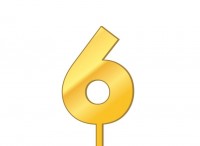 Топпер акриловый "Цифра 6" (золотой) 6,5х4,6 см