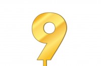 Топпер акриловый "Цифра 9" (золотой) 6,5х4,6 см