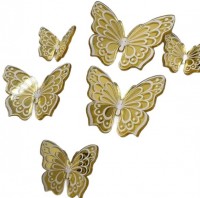 Топпер акриловый "Бабочки" (золотой) 6 шт 3,7х5 см