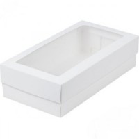 Коробка для макарон с окном (белая) 210х105х40 мм