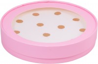 Коробка для конфет круглая на 12 шт с окном (розовая матовая) 200х35 мм