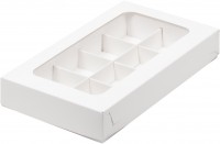 Коробка для конфет на 8 шт с вклеенным окном (белая) 190х110х30 мм