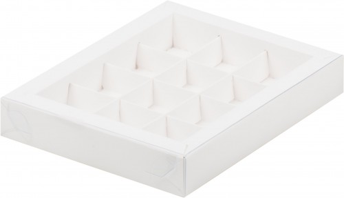 Коробка для конфет на 12 шт с крышкой (белая) 190х150х30 мм