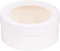Коробка для зефира, печенья и макарон круглая с окном (белая) 160х70 мм