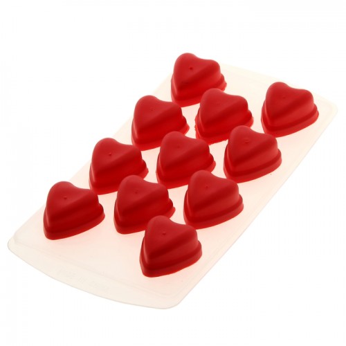 Форма для шоколада и льда силикон "Сердечки" 11 ячеек 21,5х11х2 см