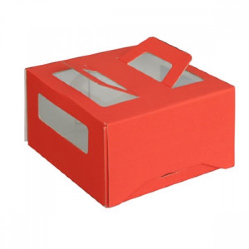 Коробка 260х260х130 мм ручка/окно (красная)