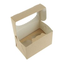 Коробка для капкейков на 2 шт 170/100/100 мм с окном (крафт) 