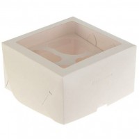 Коробка для капкейков на 4 шт 160/160/100 мм (с квадратным окном)