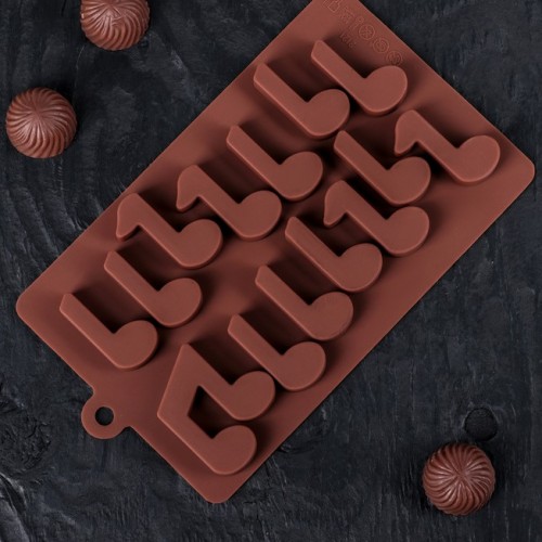 Форма для шоколада и льда силикон "Ноты" 15 ячеек 19,5х12х1 см                                                                                            