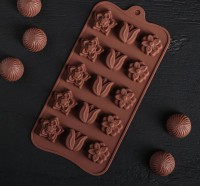 Форма для шоколада и льда силикон "Поляна" 15 ячеек 20,5х10,5х1,5 см