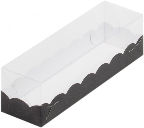 Коробка для макарон 190х55х55 мм с крышкой (черная) 