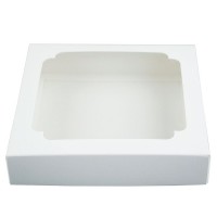 Коробка для зефира и печенья с окном (белая) 200х200х70 мм