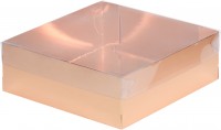 Коробка для зефира и печенья ПРЕМИУМ с крышкой (золото) 200х200х70 мм