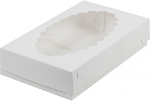 Коробка для эклеров с окном 240х140х50 мм (белая) 