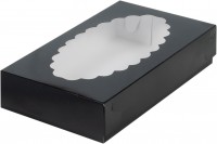 Коробка для эклеров с окном (черная) 240х140х50 мм
