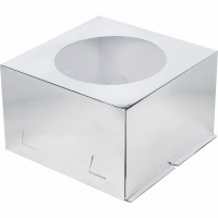 Коробка "Хром-Эрзац" (с окном) серебро 260х260х180 мм