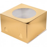 Коробка "Хром Эрзац" (с окном) золото 280х280х180 мм