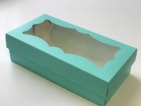 Коробка для макарон 210х100х55 мм с фигурным окном (тиффани) 