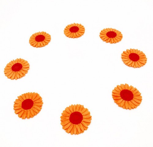 Сахарные цветы "Герберы, Ромашки" оранжево-красные (1 шт)