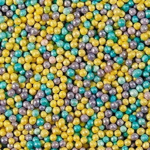 Посыпка шарики (голубые/лиловые/желтые перламутровые) 2 мм (100 гр)
