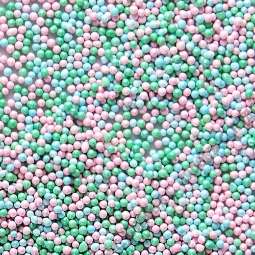 Посыпка шарики (голубые/зеленые/розовые перламутровые) 2мм 100 гр