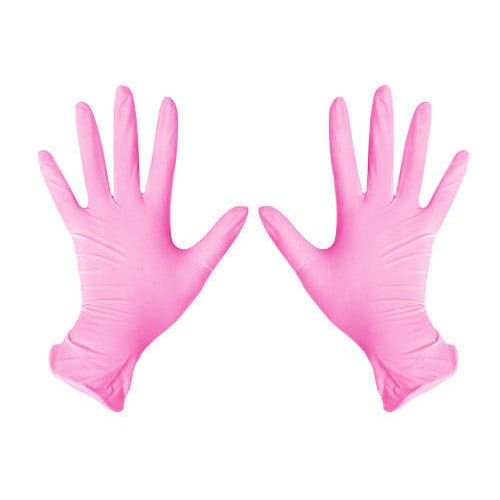 Перчатки виниловые неопудренные М розовые (100шт)