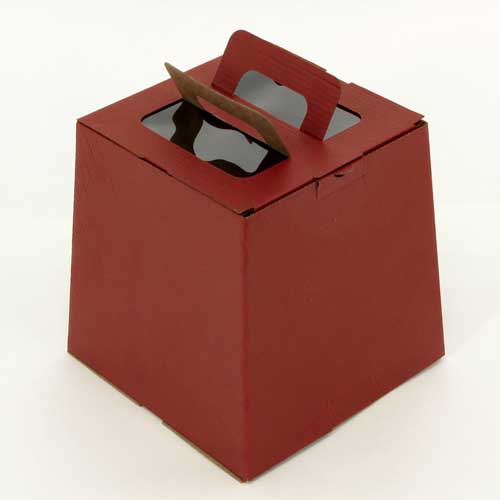 Коробка 185х185х185мм с ручкой и окном (бордовая)                                                                                                                                                                                                         
