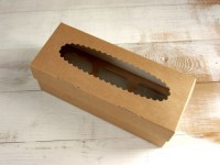 Коробка для капкейков на 3 шт 250х100х100 мм с окном (крафт) 
