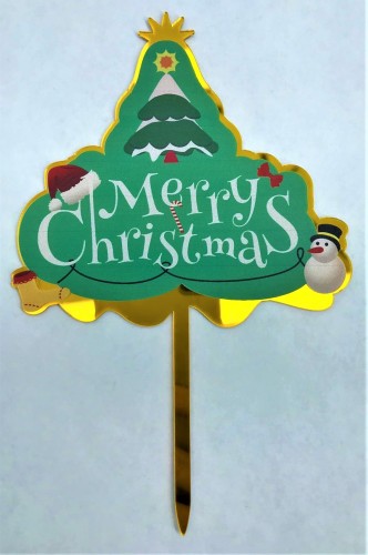 Топпер "Merry Christmas" елочка со снеговиком